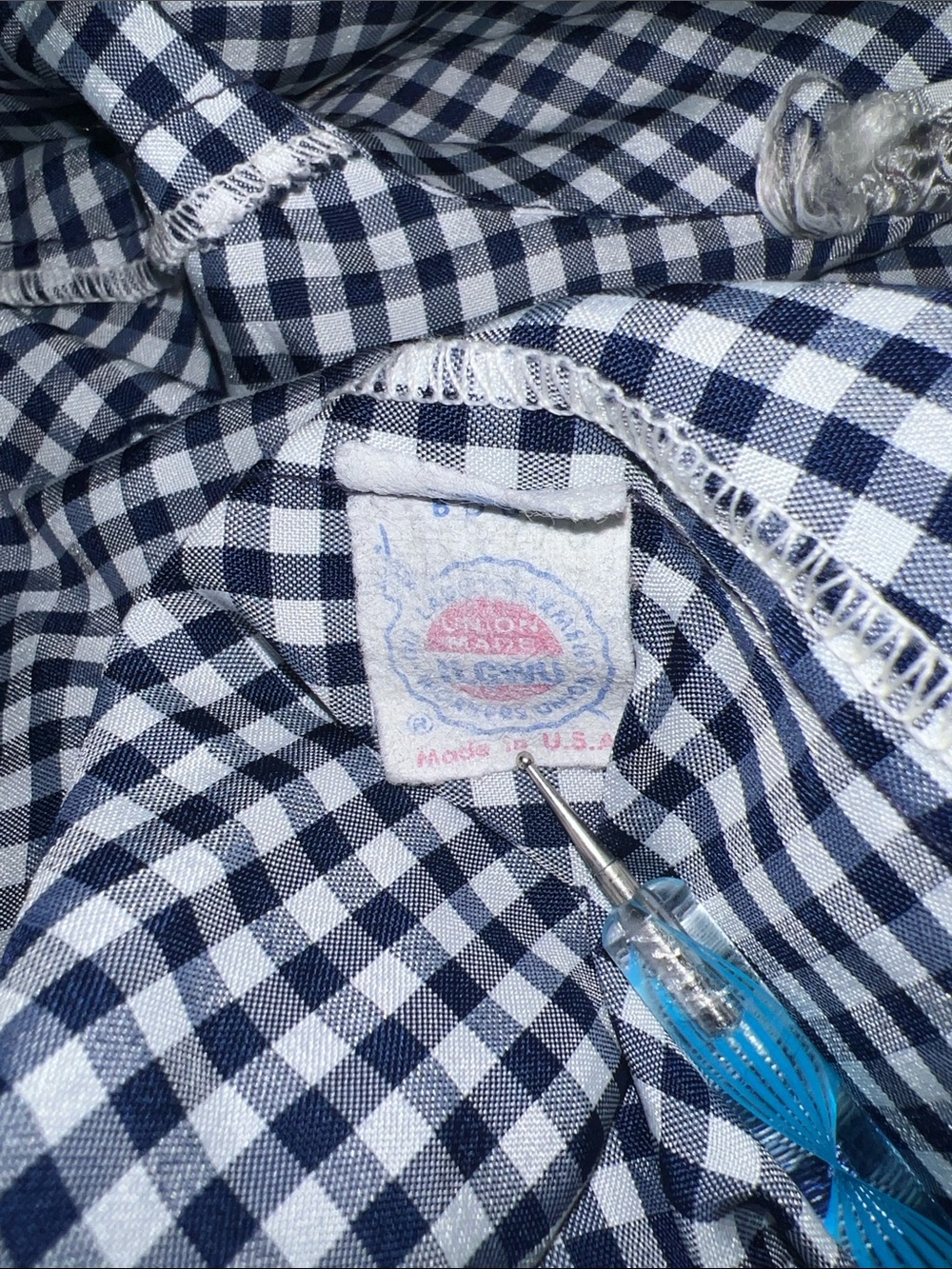 Classic Black & White Gingham Tie-Neck Button-Down Shirt - Picture 5 of 8